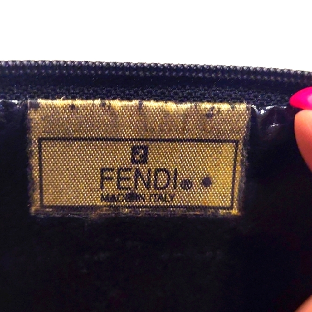 FENDI Vintage Pequin 3 Compartment zip pouch coated canvas leather lined.  Vgvc - Picture 8 of 12